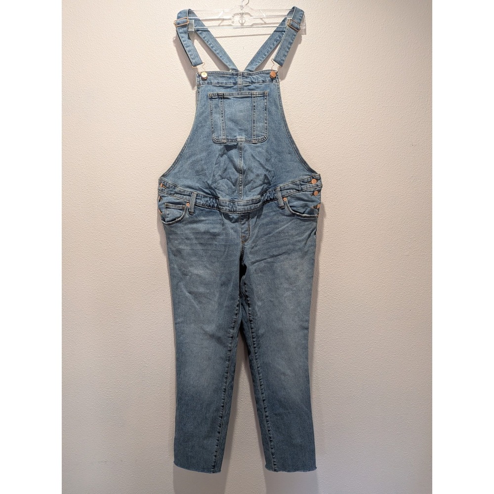Isabel Maternity Denim Overalls Size 8 Raw Pant Hem Pant Leg ~29" - Picture 2 of 4